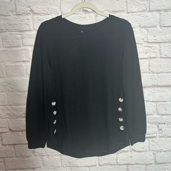 Rubzoof Black Button-Detail Women's Top NWT - Picture 3 of 13